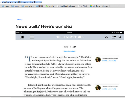 screenshot from interhacktives build the news tumblr