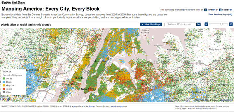 Screenshot of 'Mapping America' - A New York Times data journalism project
